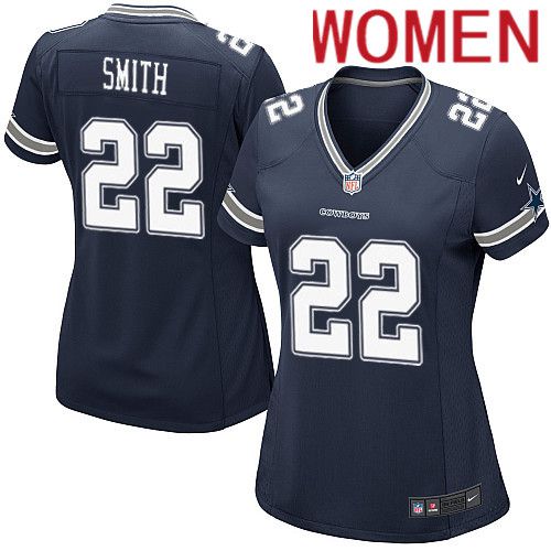 Women Dallas Cowboys #22 Emmitt Smith Nike Navy Game Team NFL Jersey